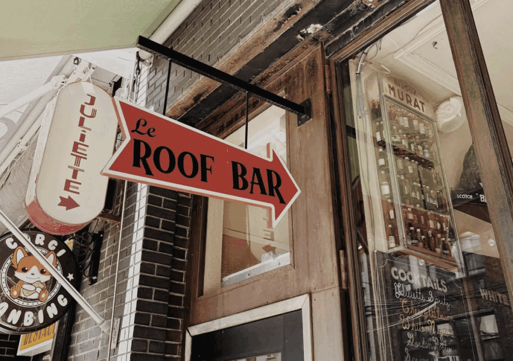 Roof bar sign outside of Juliette in Williamsburg
